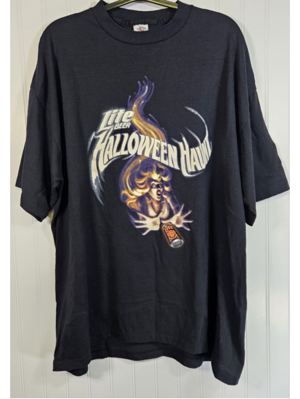 Vintage 90s Miller Lite Halloween Haunt Beer T Shirt XL USA Single Stitch